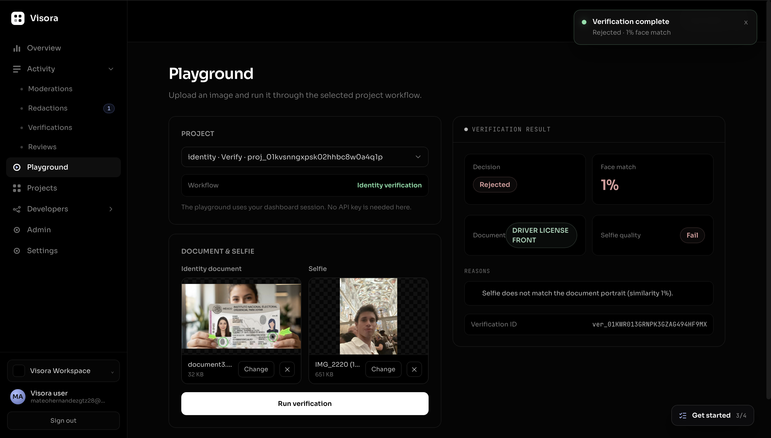 Visora verification playground